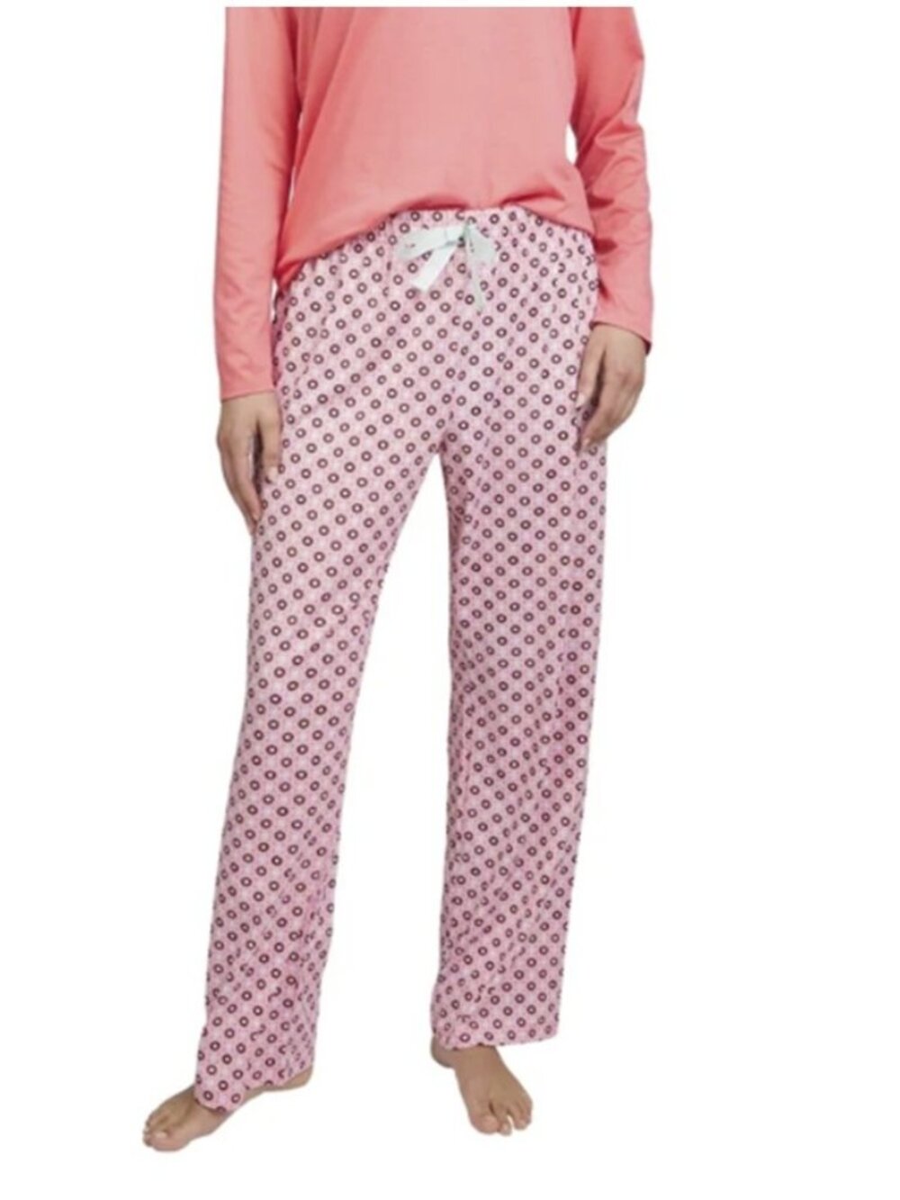 Lands' End Women's Sleep High Waist Draw String Lounge Pants New Size XS Pink
